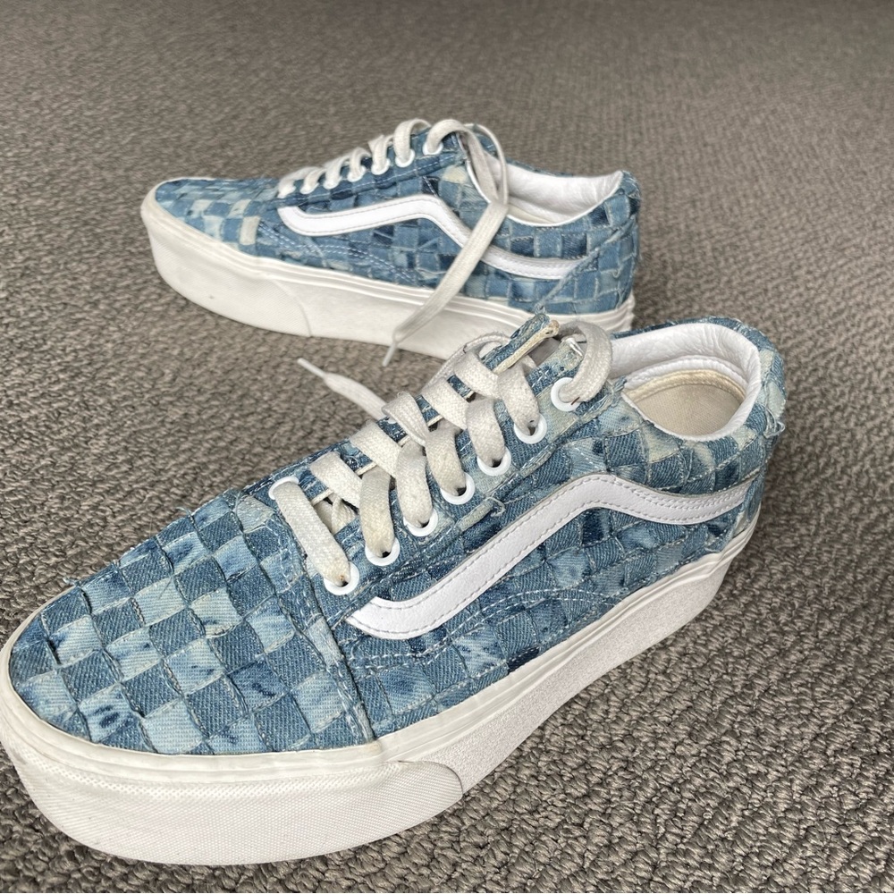 Vans, Old Skool stackform woven denim sneakers. Size 9.5 ((Woman)